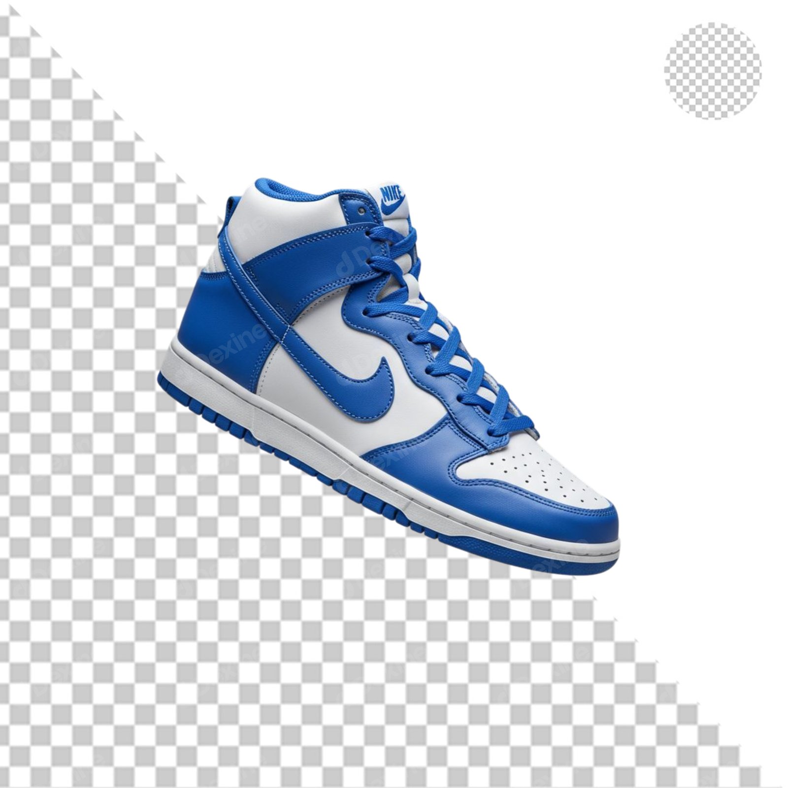 Stylish Blue And White High Top Sneaker Transparent PNG Cutout