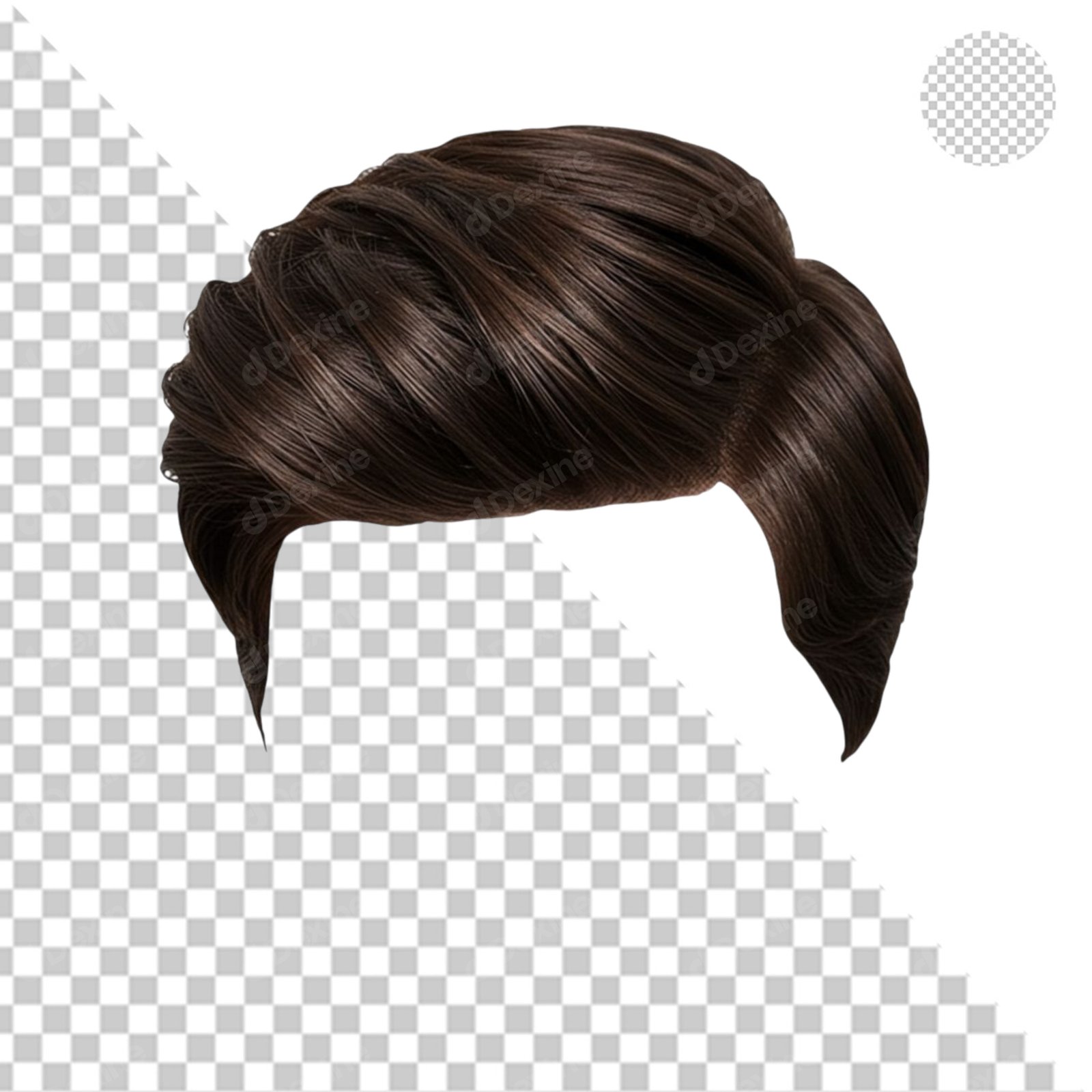 Stylish Brown Male Hair Wig With Transparent Background Cutout