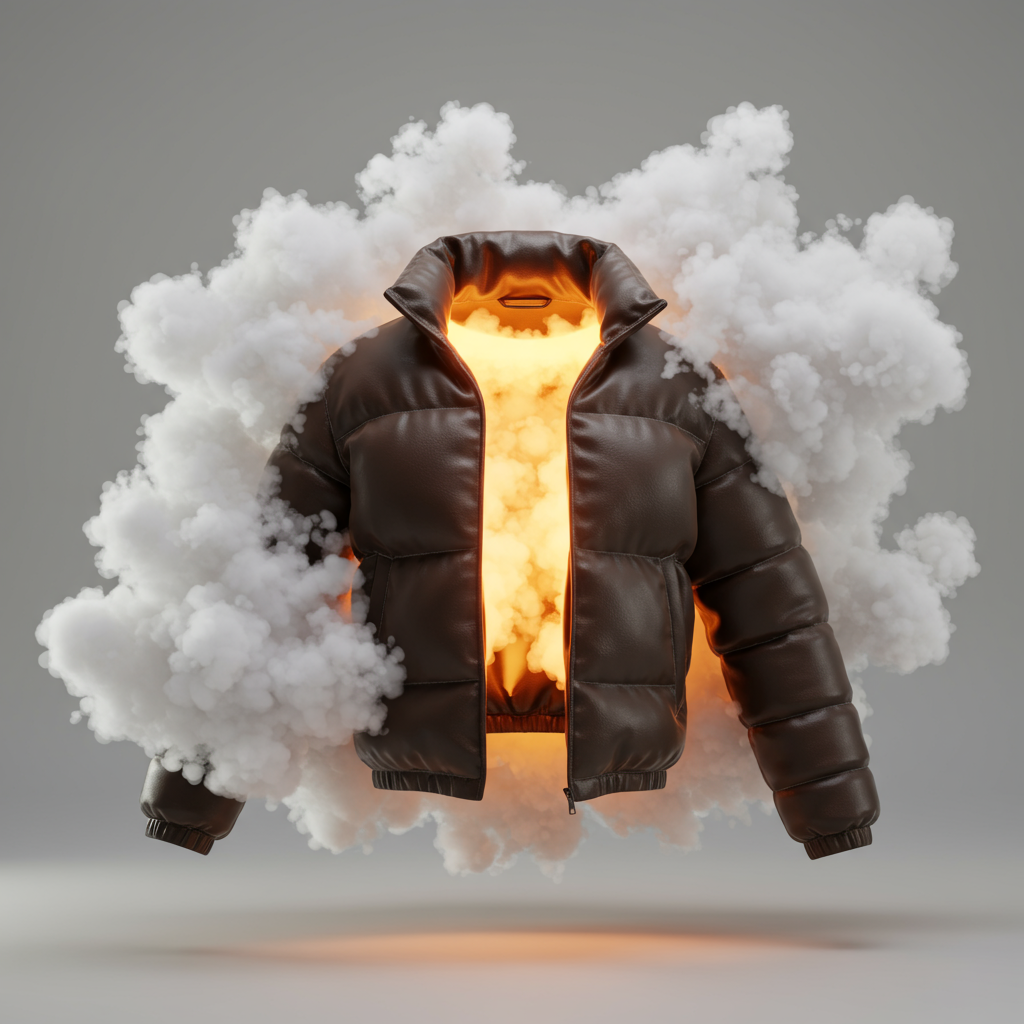Stylish Puffer Jacket With Fiery Glow And Smoke Effect