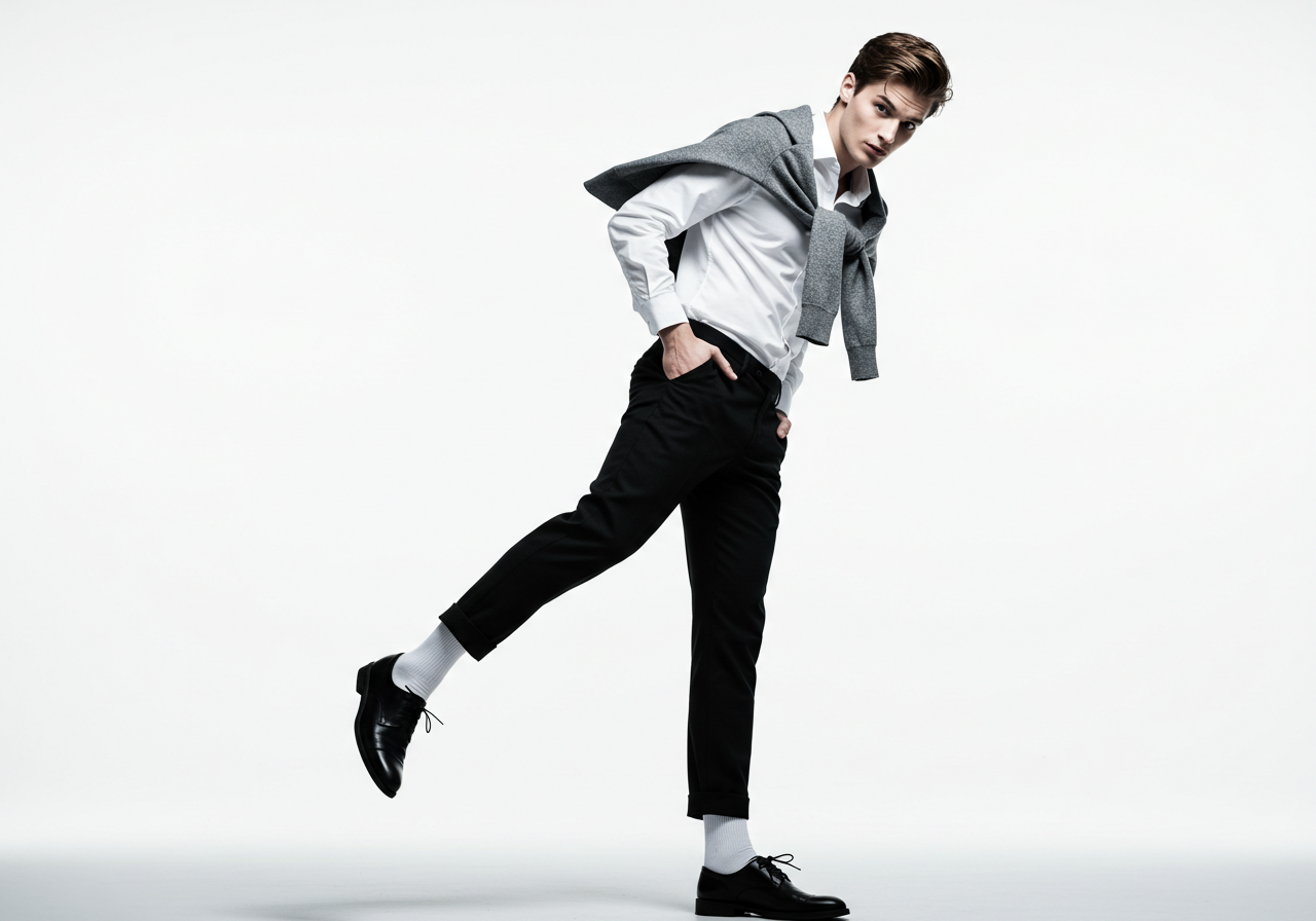 Stylish Young Man Posing In Modern Smart Casual Fashion