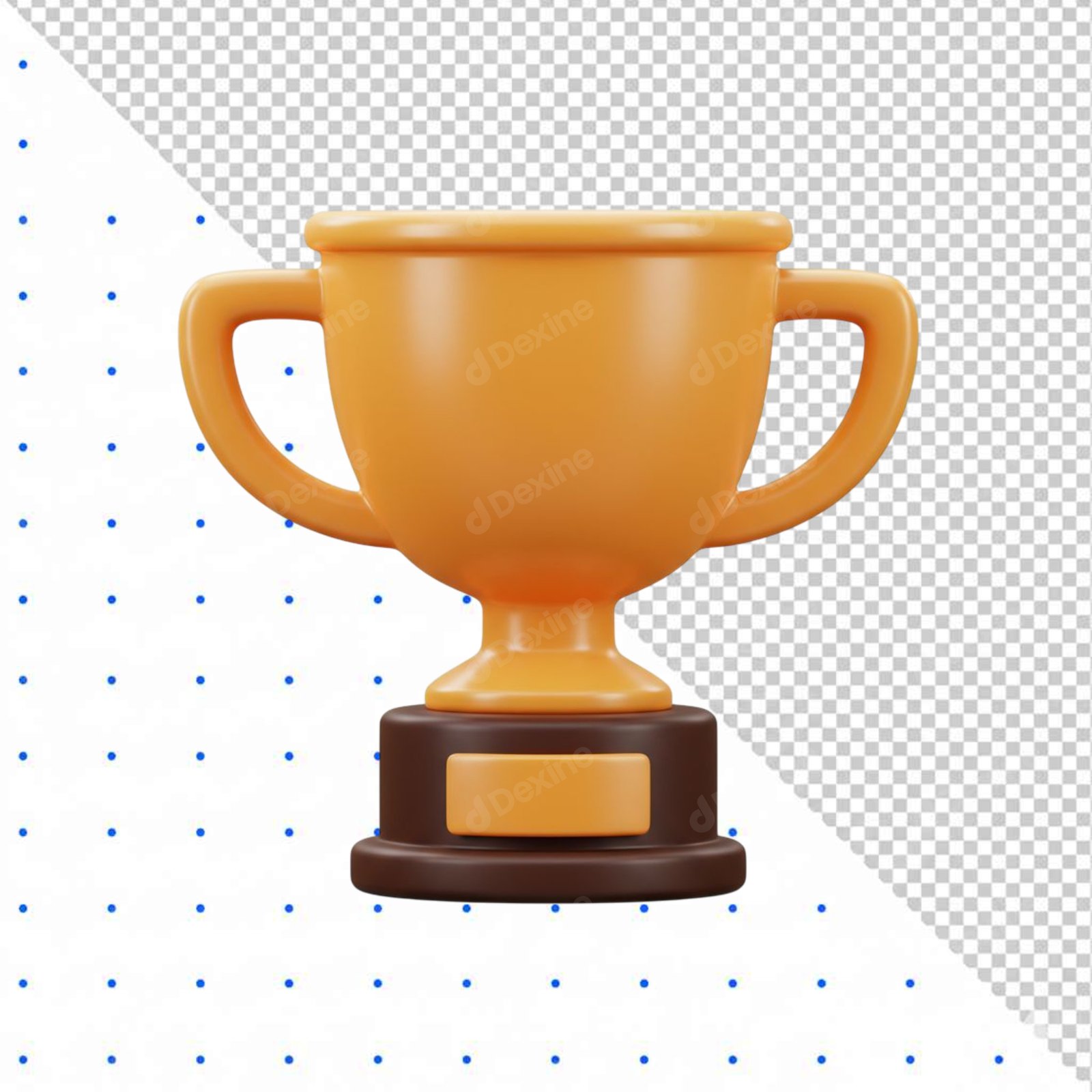 Stylized 3D Golden Trophy Cup PNG Cutout Transparent Background