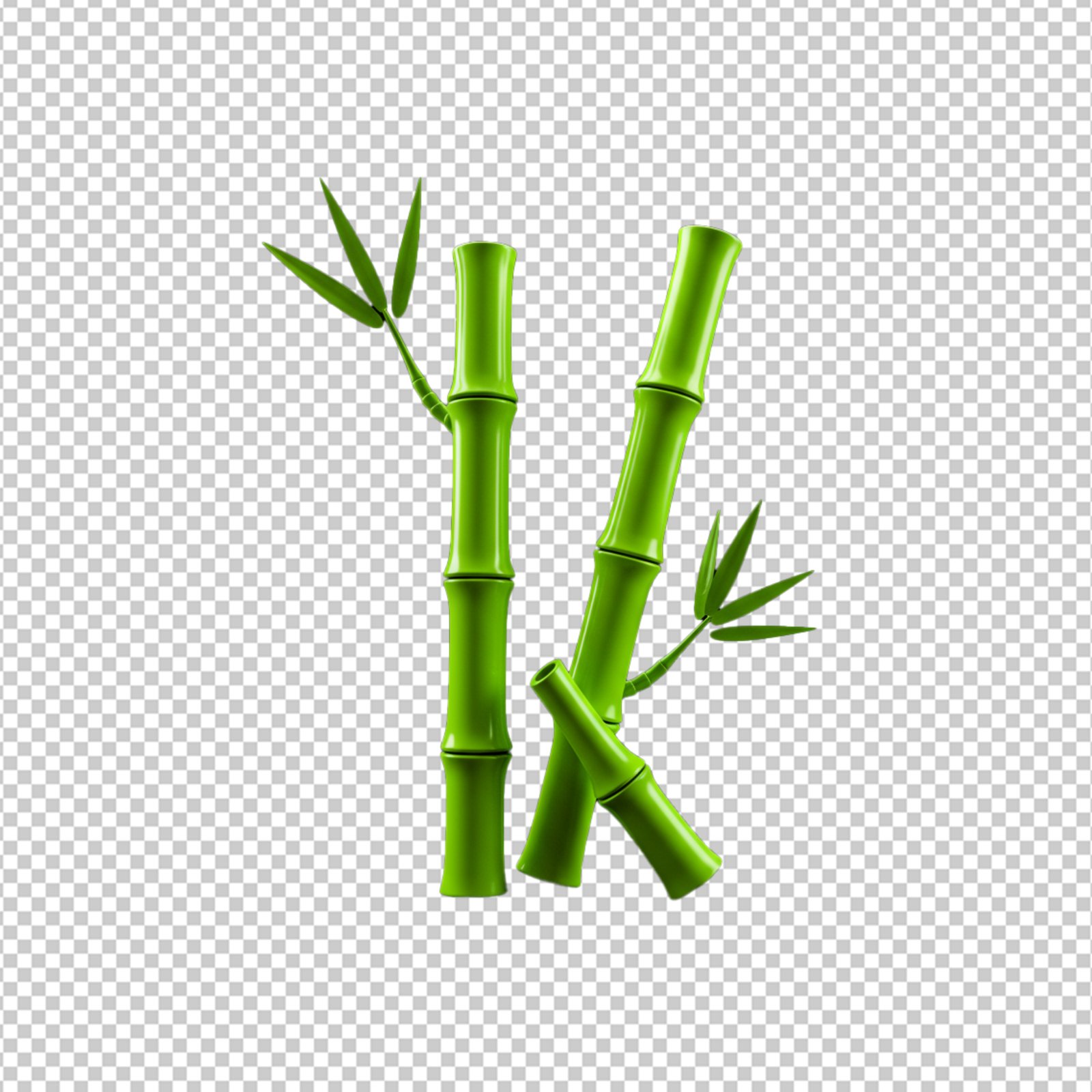 Stylized Green Bamboo Stalks With Leaves Transparent PNG
