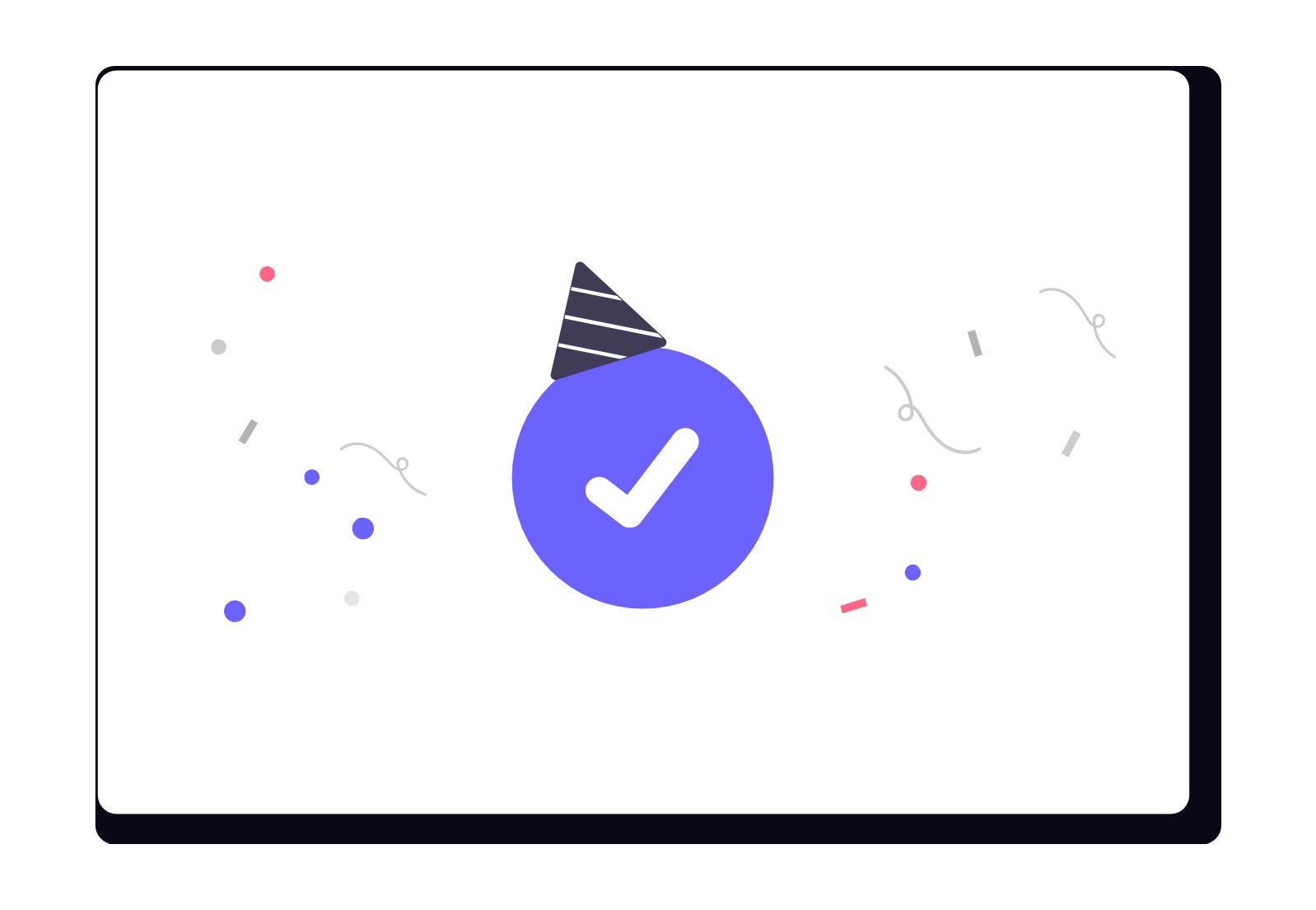 Success Confirmation With Party Hat And Confetti Flat Illustration