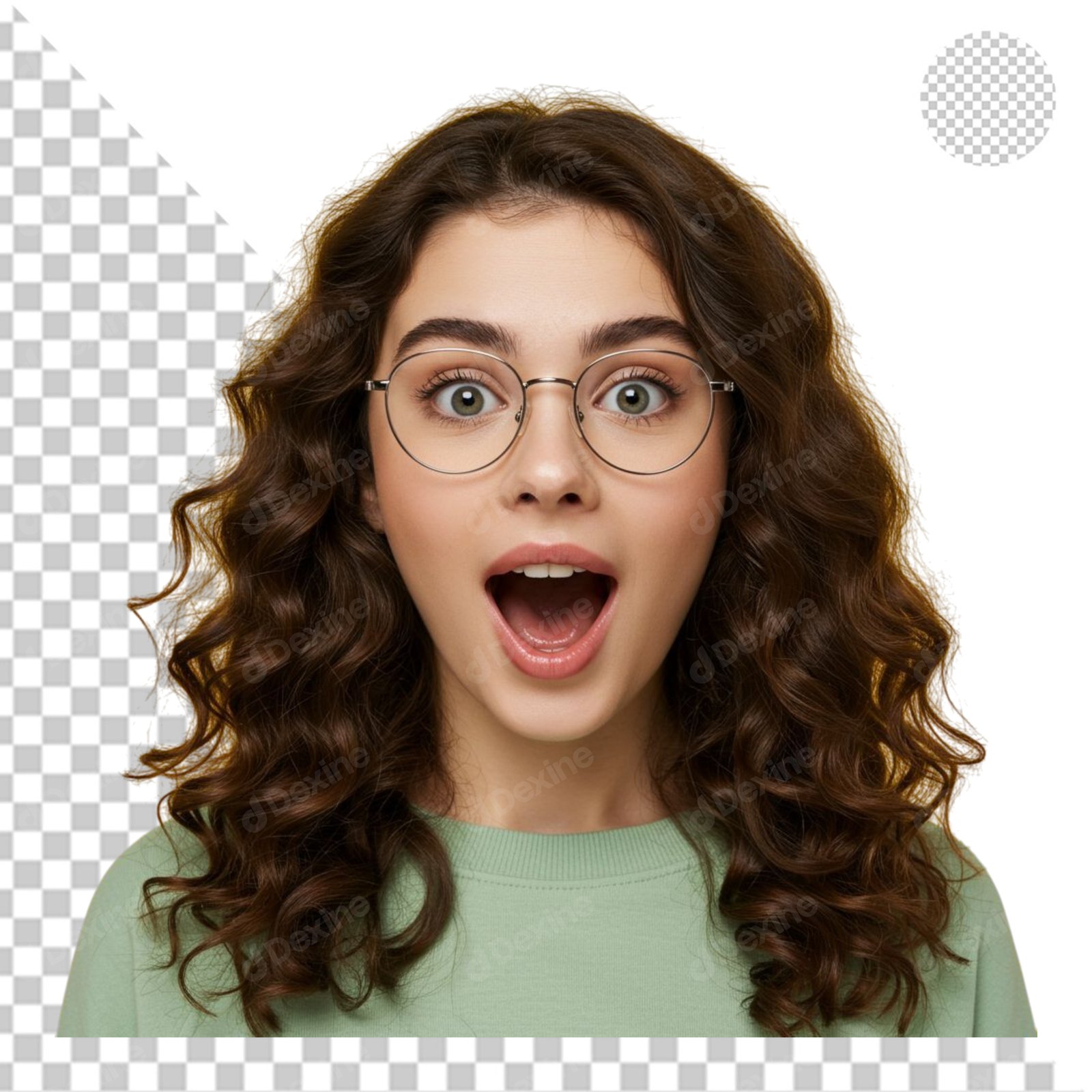 Surprised Young Woman In Glasses Transparent PNG Cutout