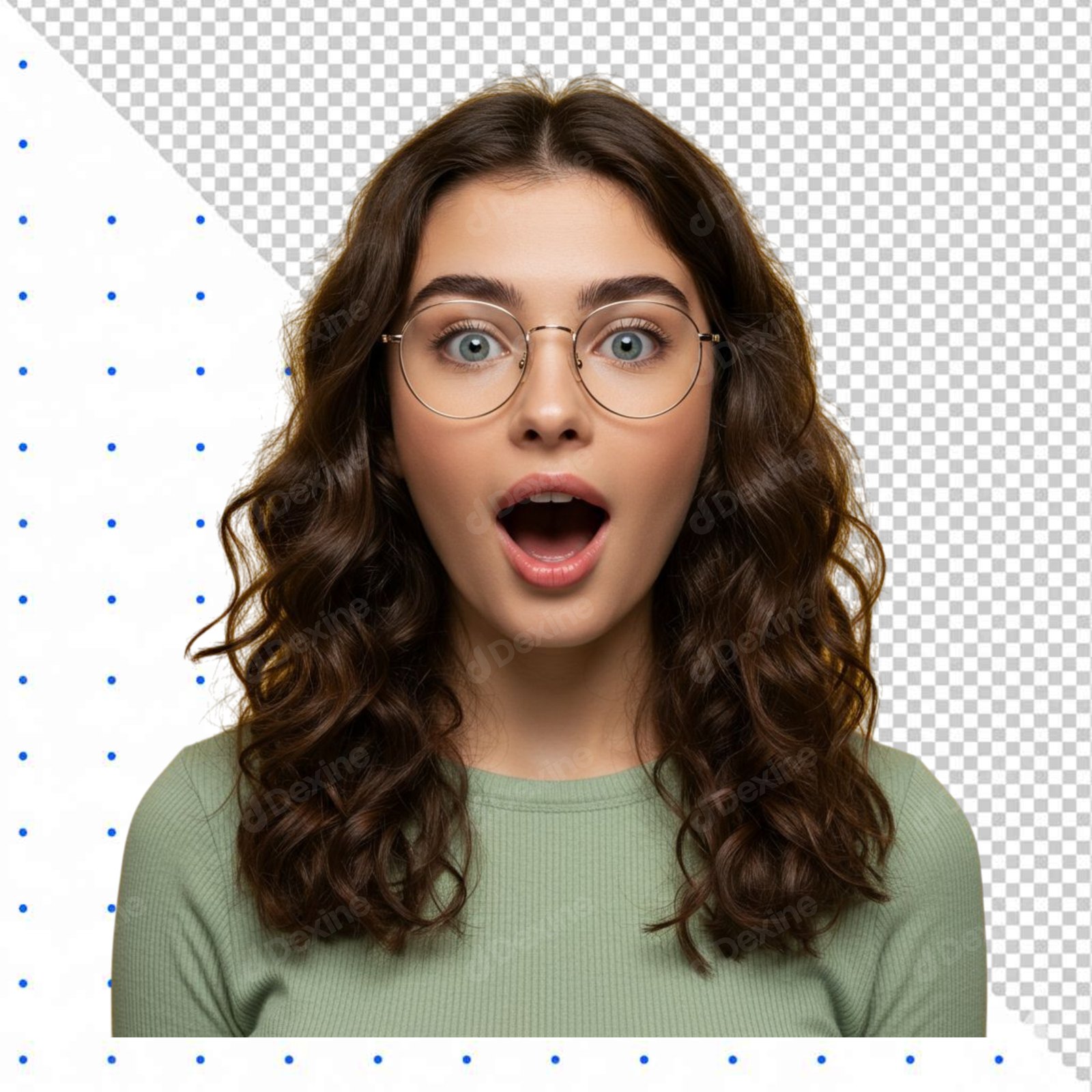 Surprised Young Woman With Glasses And Open Mouth Transparent PNG
