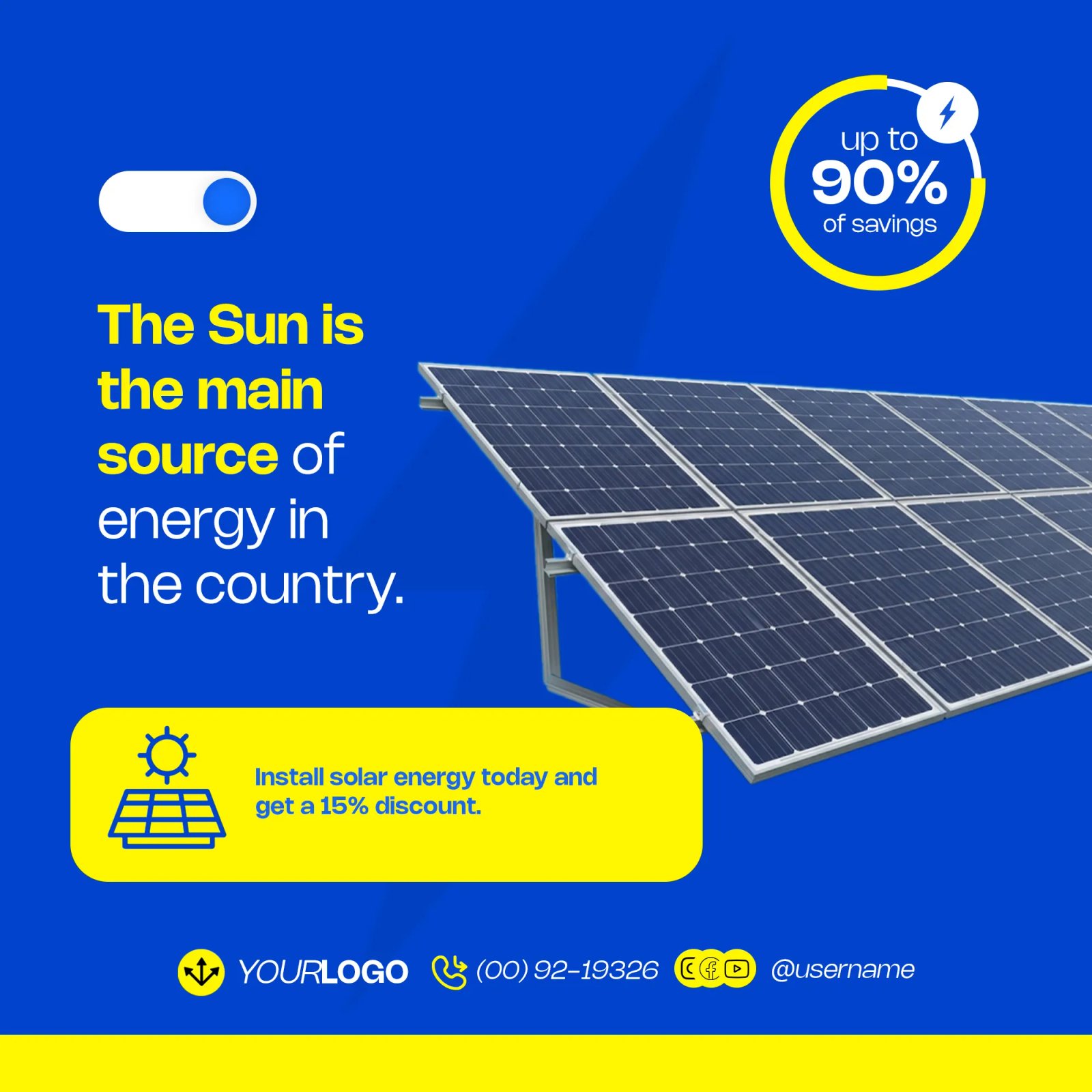 Sustainable Solar Power Marketing Social Media Post Template