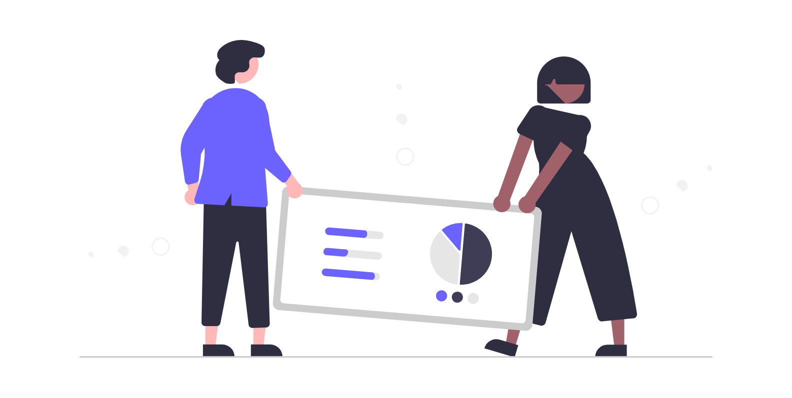 Team Collaboration Carrying Data Screen Flat Design Illustration