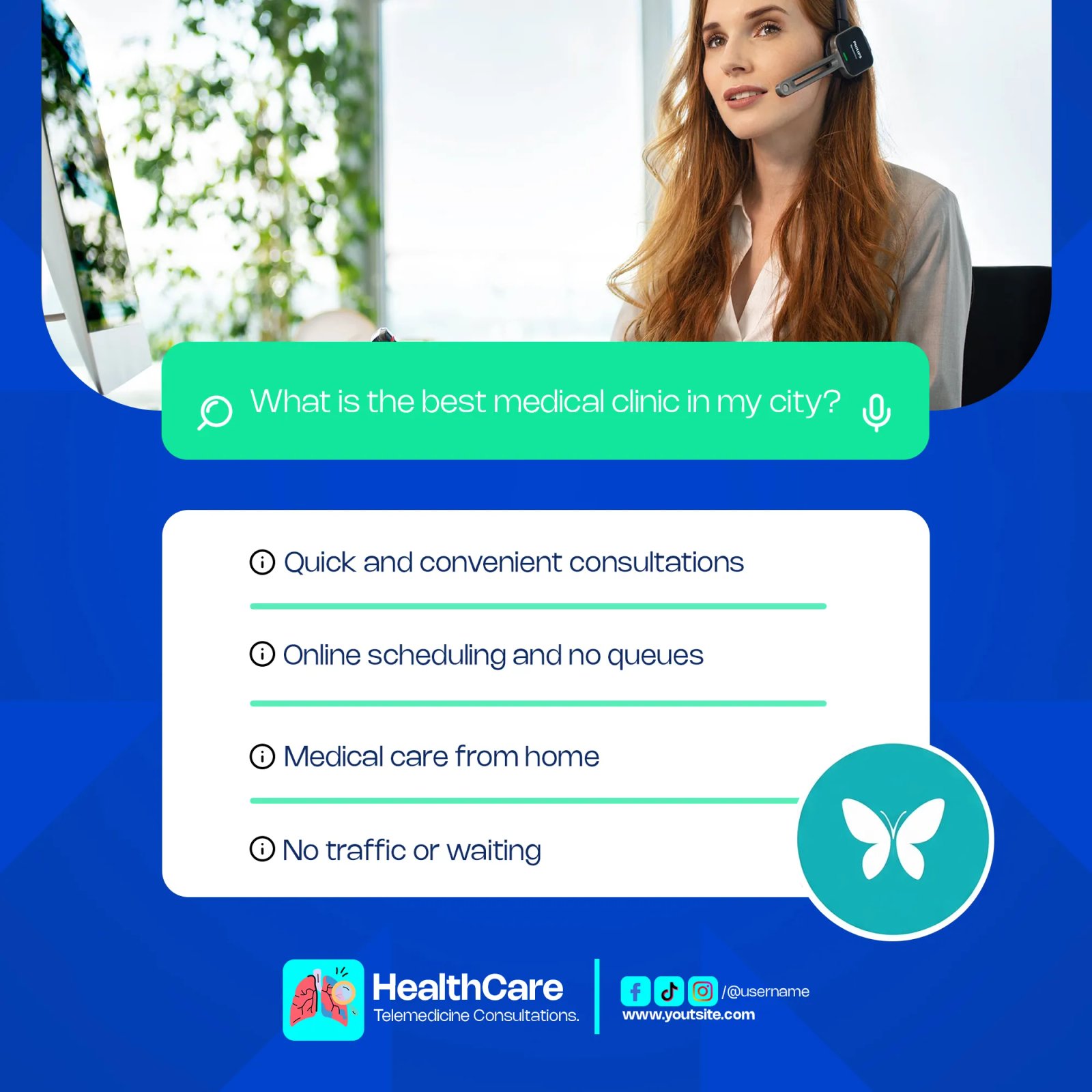 Telemedicine Healthcare Consultation Social Media Post Template