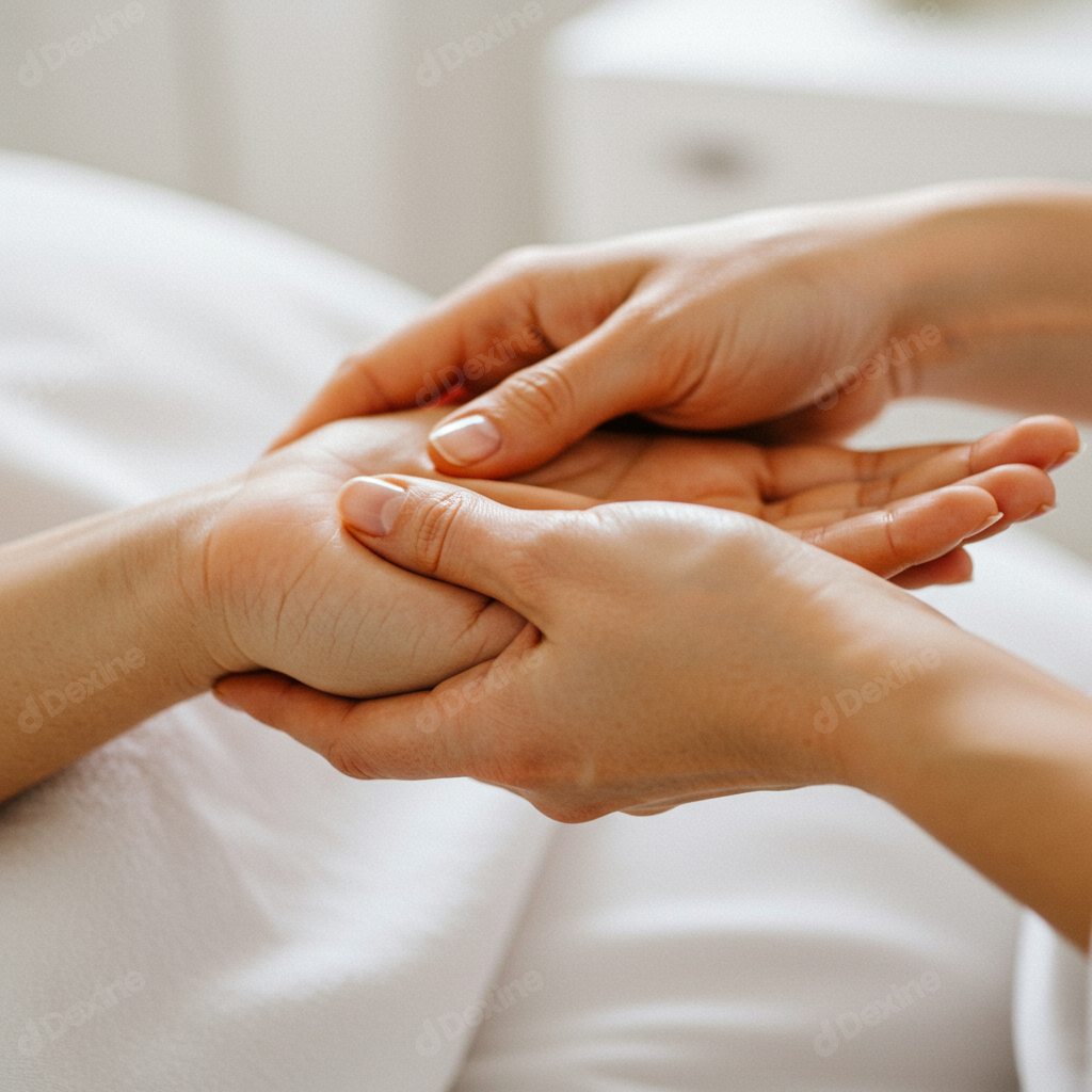 Therapist Giving A Relaxing Hand Massage In A Spa Setting