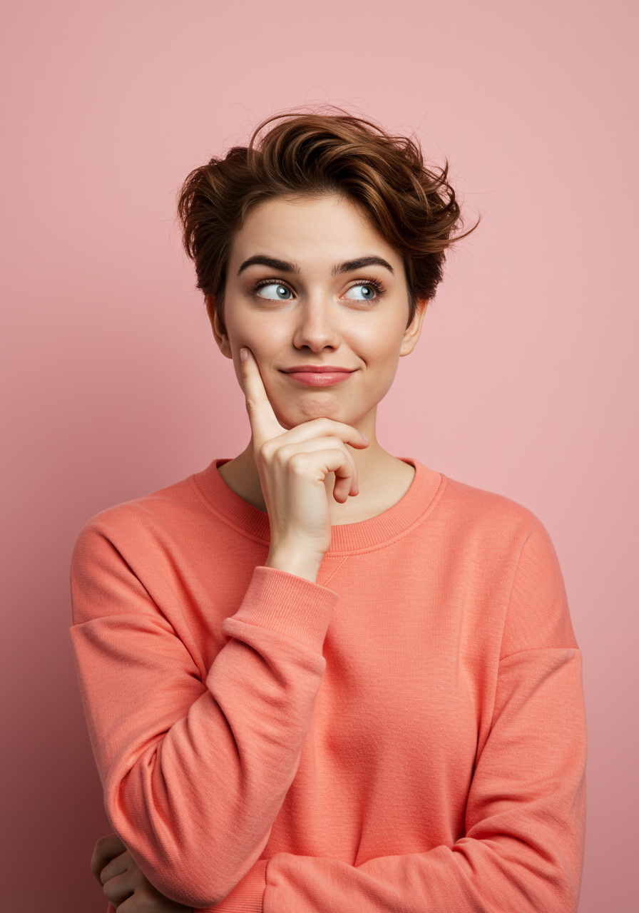 Thoughtful Young Woman Pondering With Curious Expression