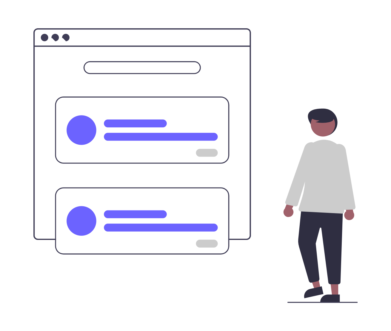 User Browsing Web Content Flat Minimalist Design Illustration