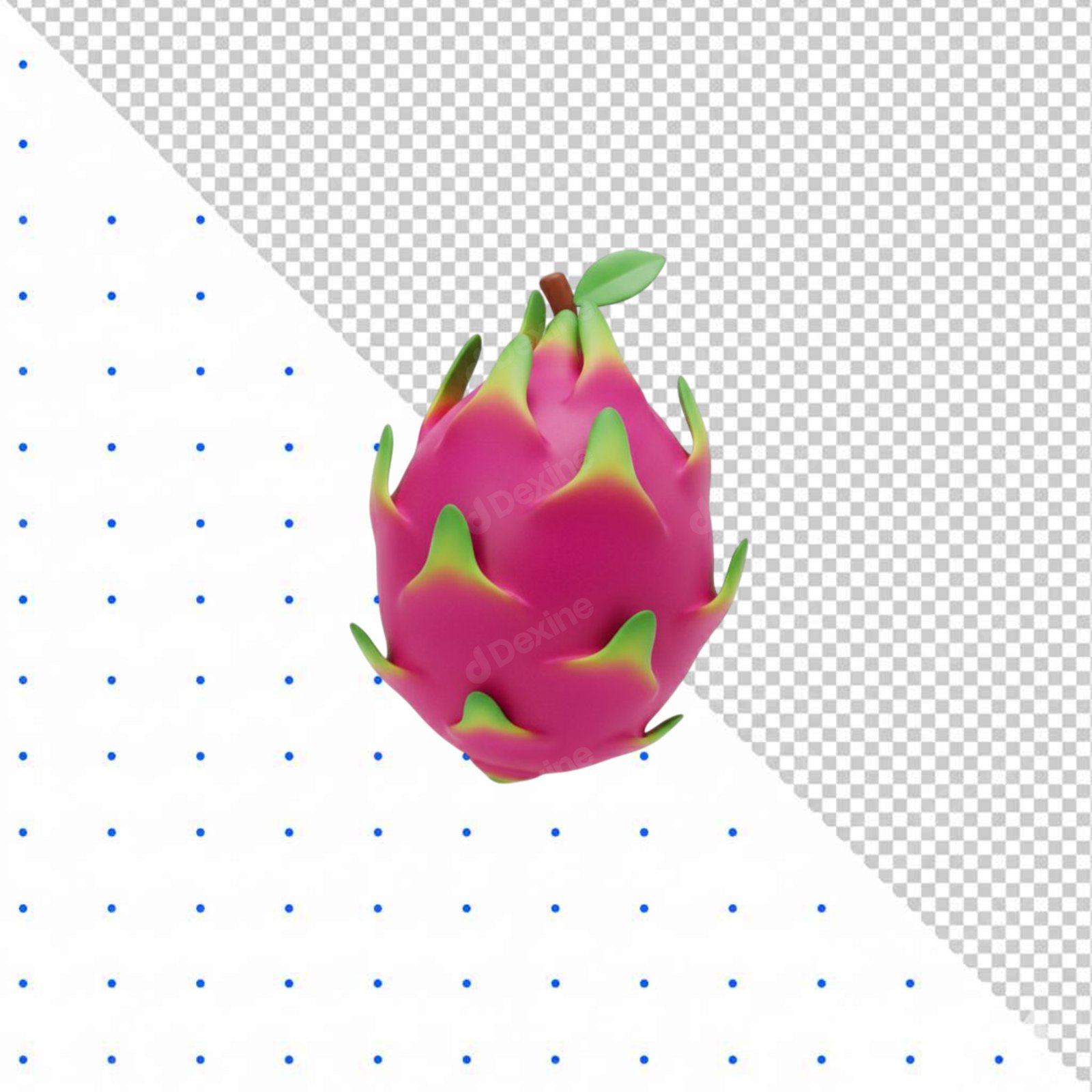Vibrant 3D Dragon Fruit Cutout PNG Isolated On Transparent Background