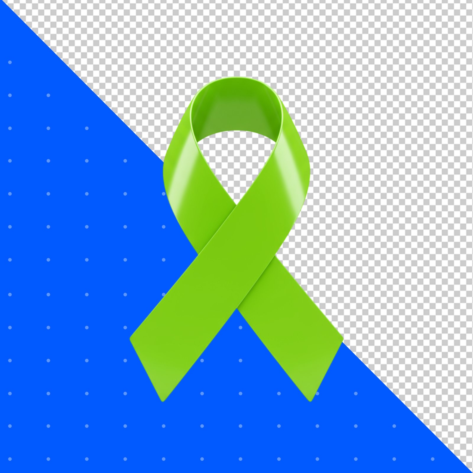 Vibrant 3D Green Awareness Ribbon Symbol With Transparent Background