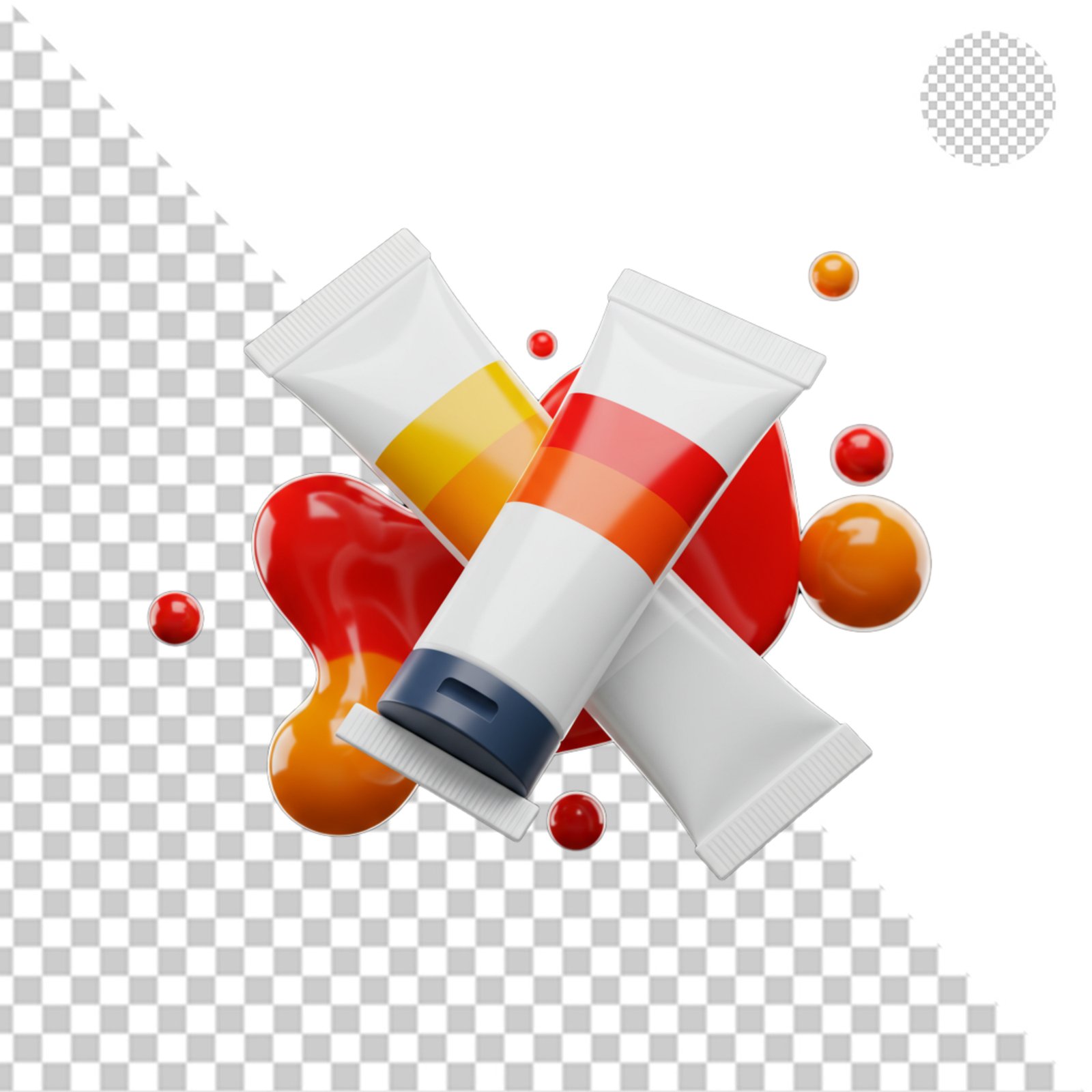 Vibrant 3D Paint Tubes With Abstract Liquid Splash Transparent PNG