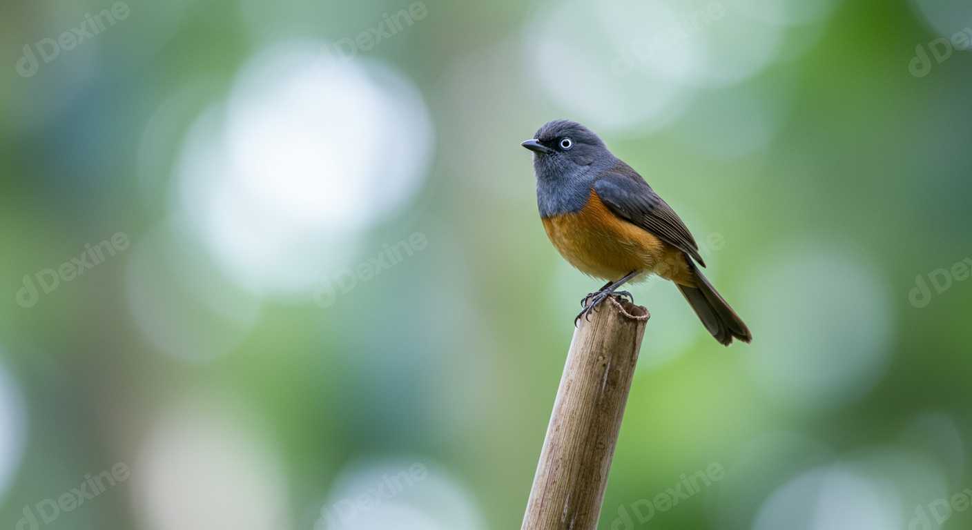 Vibrant Bird Perched On Branch With Green Bokeh Background