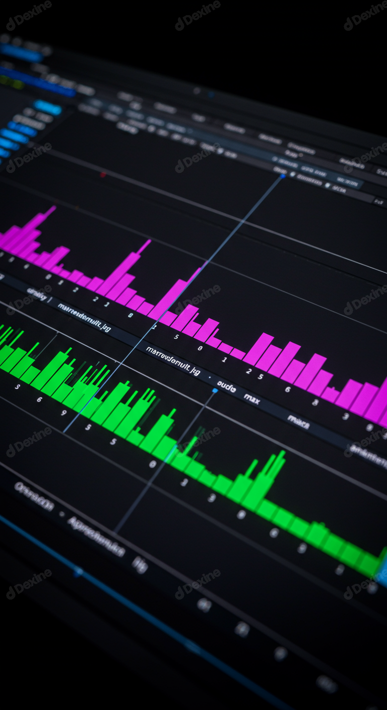 Vibrant Digital Bar Graphs On Screen For Data Analysis