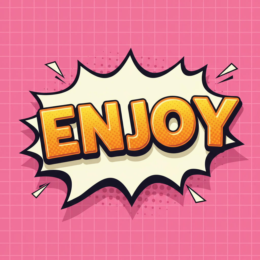 Vibrant Enjoy Pop Art Comic Speech Bubble On Pink Background