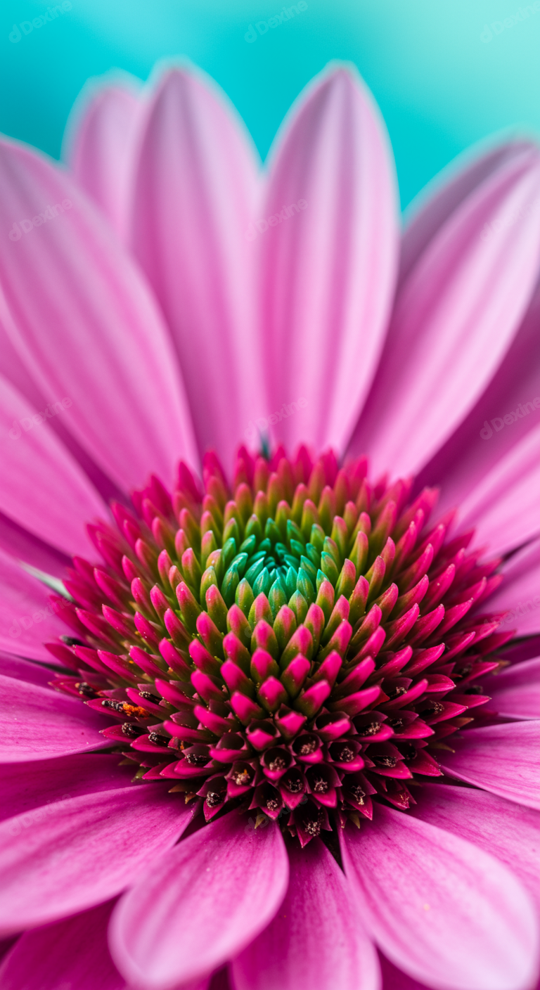Vibrant Pink Flower Macro Close Up With Colorful Center