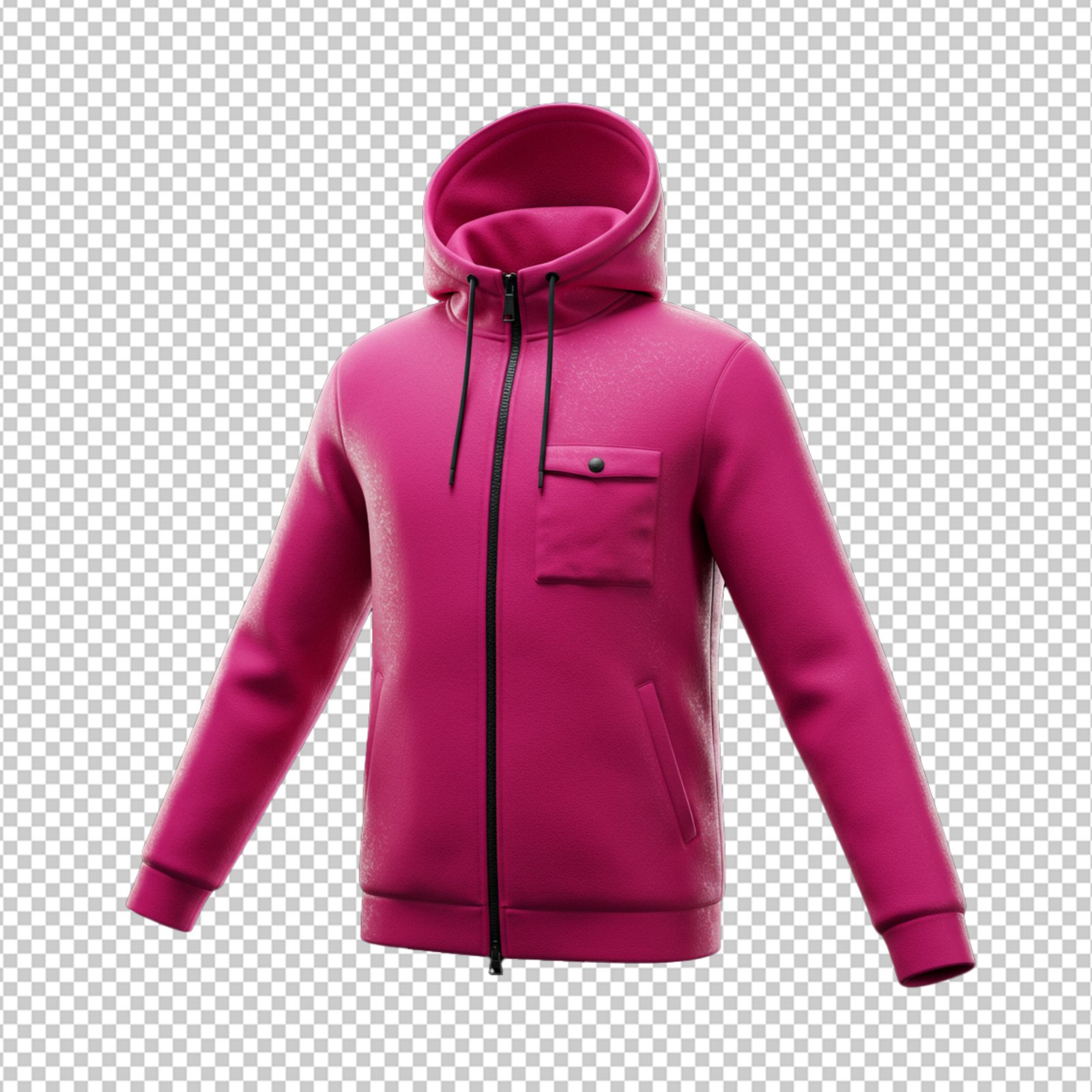 Vibrant Pink Zip Up Hoodie Isolated On Transparent Background PNG