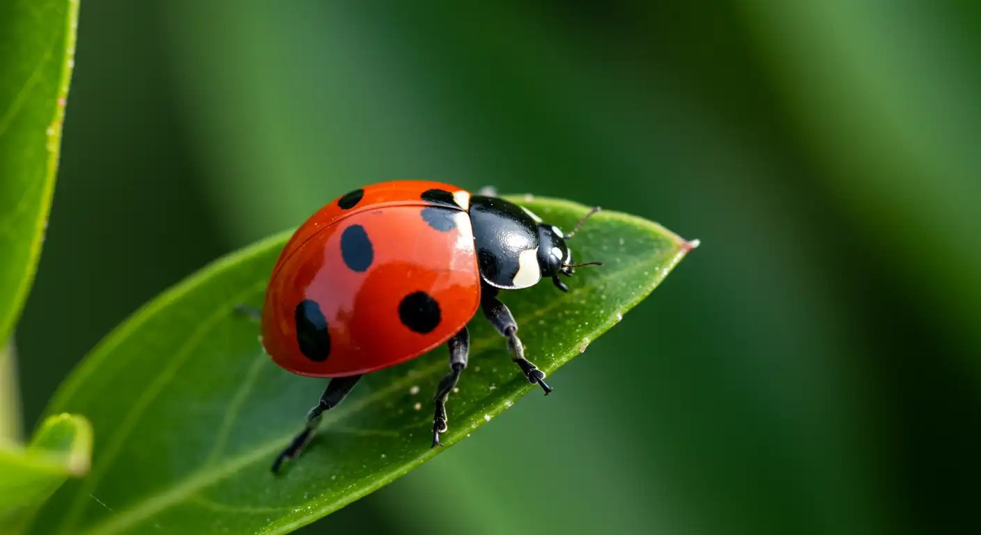 Vibrant Red Ladybug Perched On A Fresh Green Leaf Macro Shot