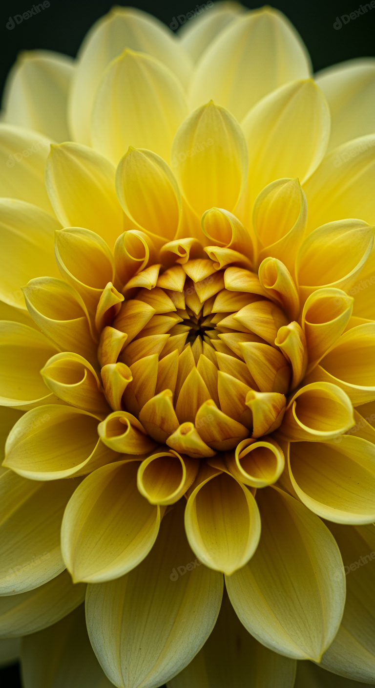 Vibrant Yellow Dahlia Flower Blossom Macro Detail