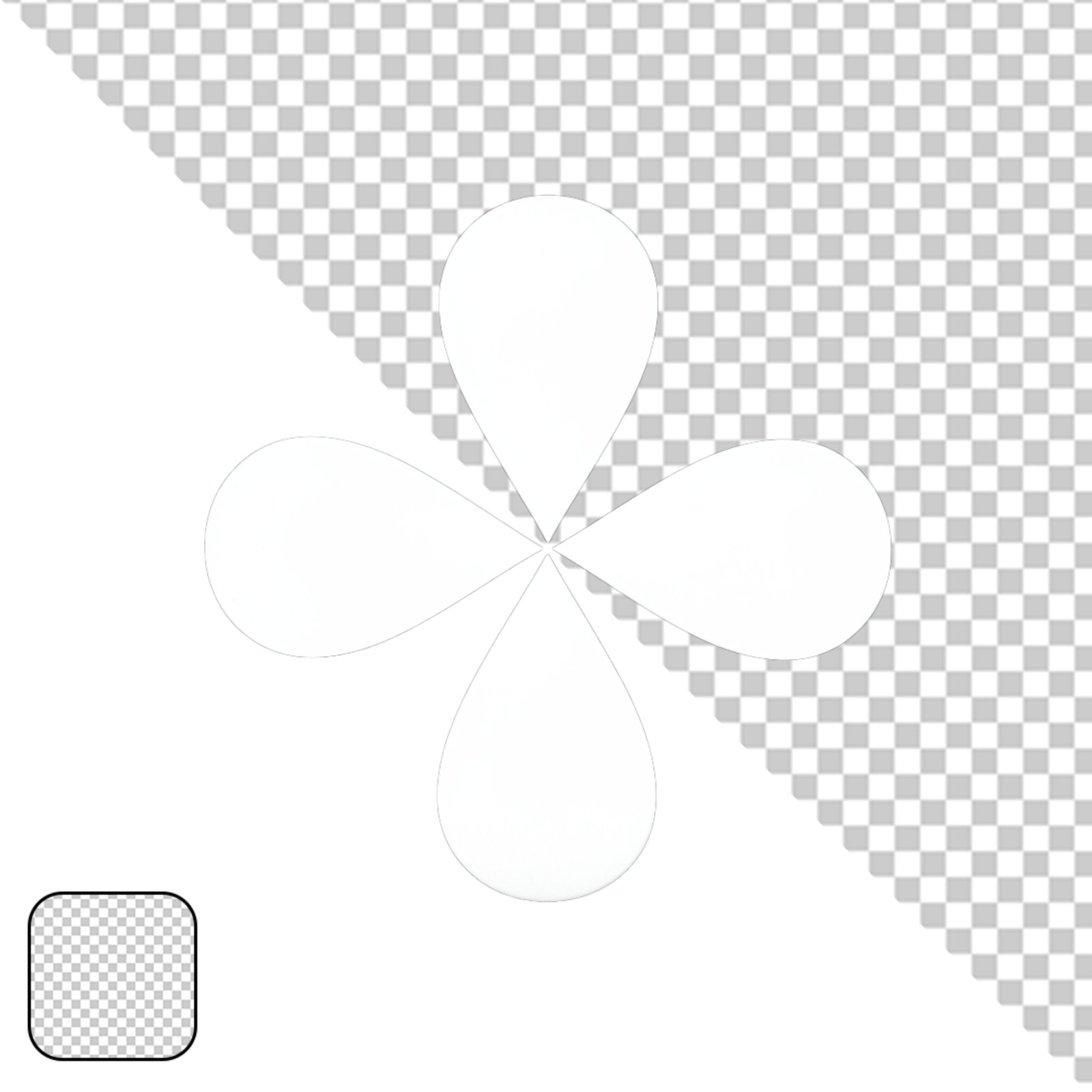 White Four Petal Geometric Shape Transparent Design Element