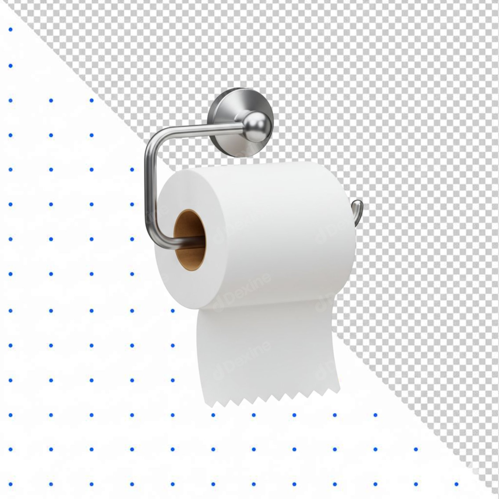 White Toilet Paper Roll On Metallic Holder Cutout Transparent PNG