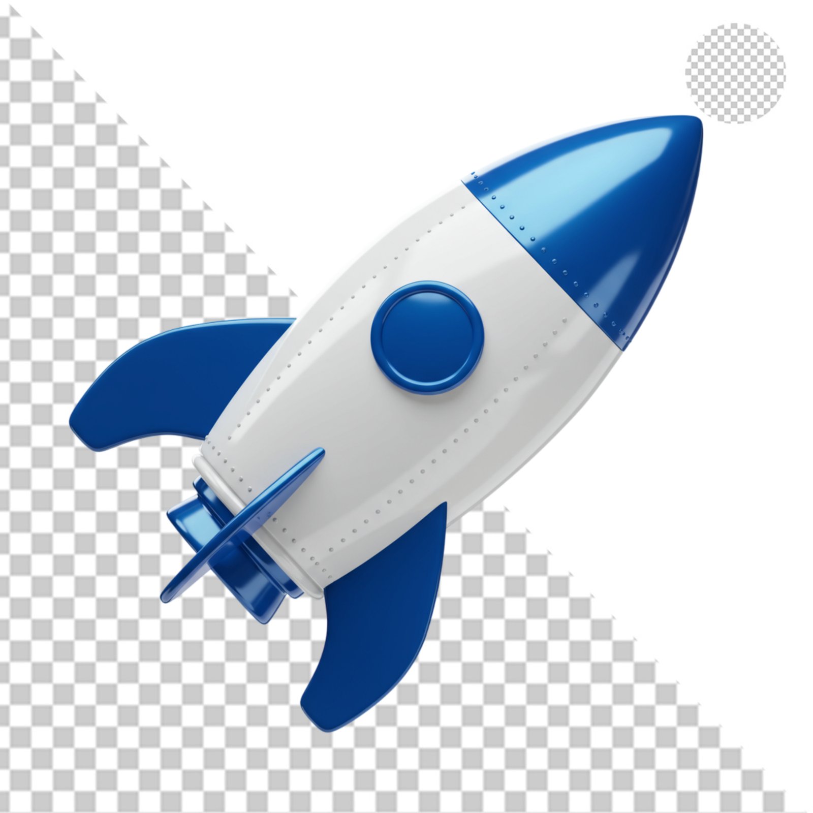 White And Blue 3D Rocket Spaceship PNG With Transparent Background