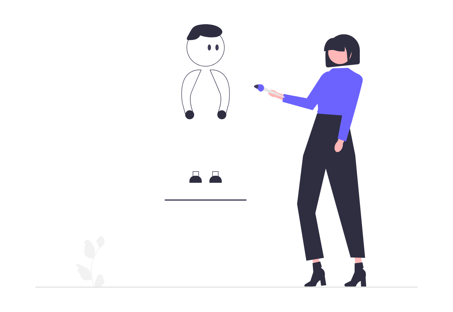 Woman Creating Character Avatar With Brush In Flat Minimalist Style