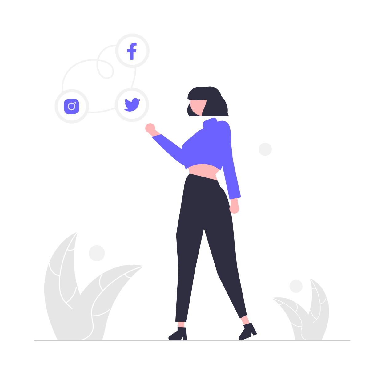 Woman Sharing Content On Social Media Platforms Flat Minimalist Illustration