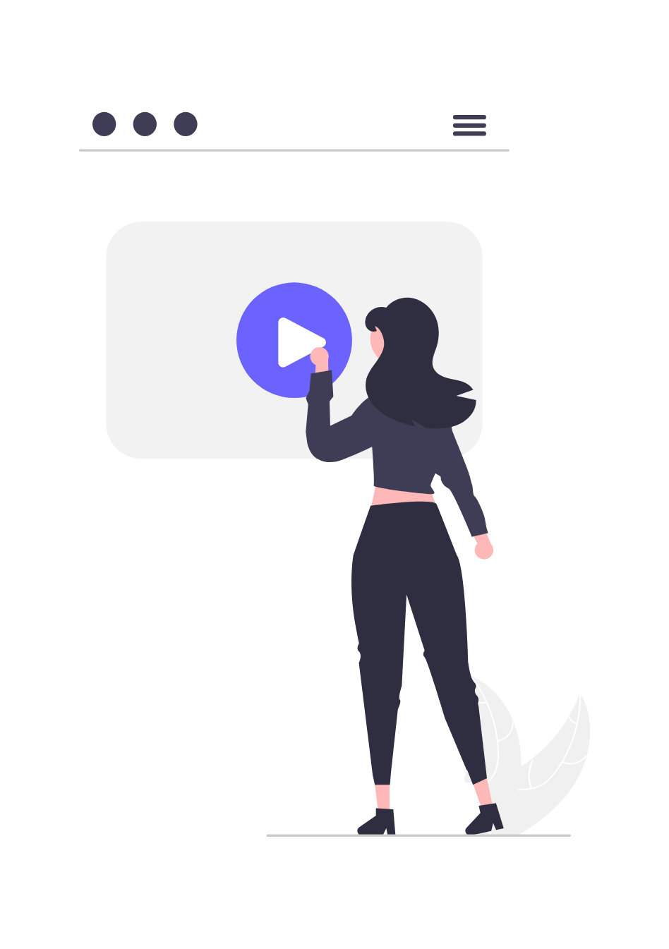 Woman Watching Video On A Screen Flat Minimalist Illustration