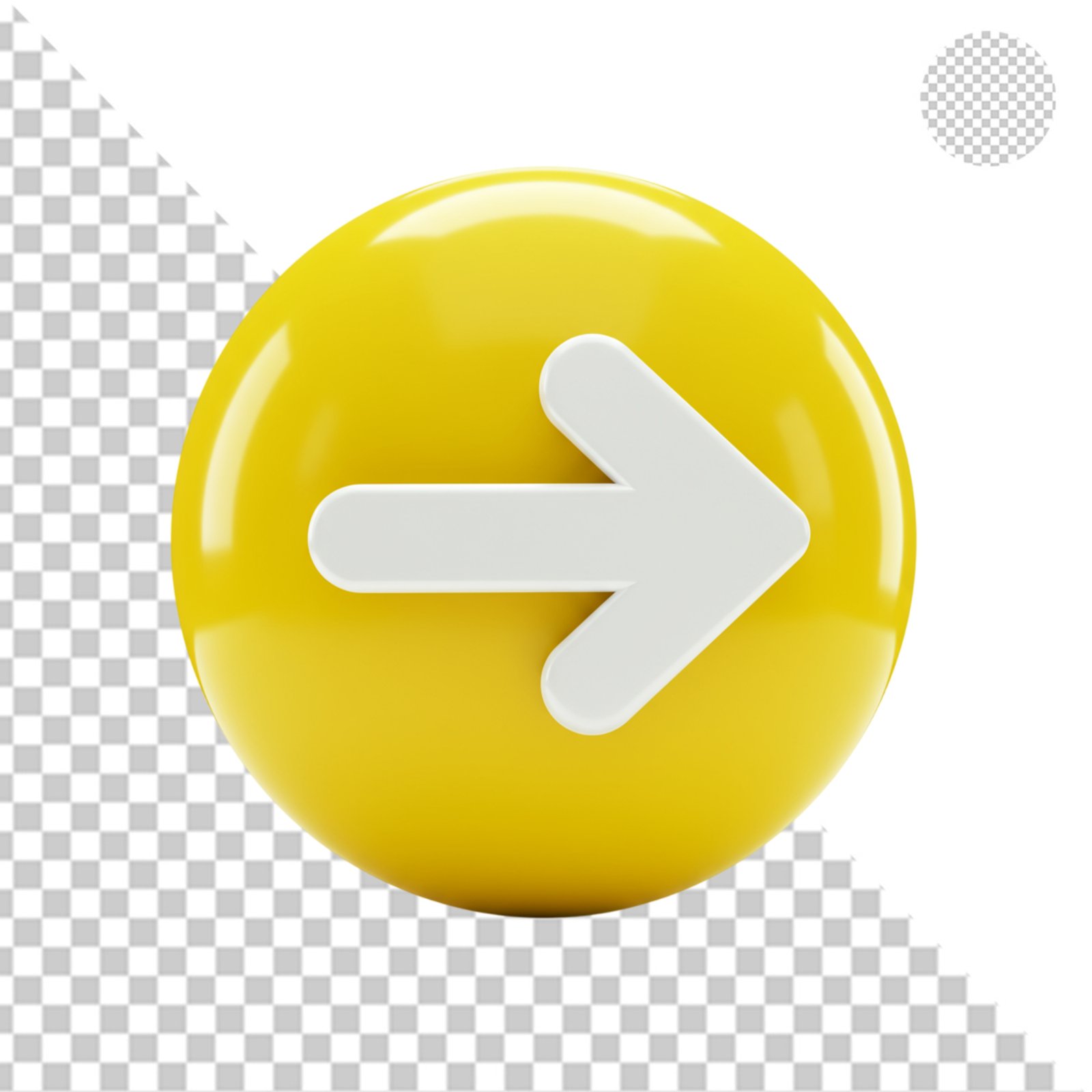 Yellow 3D Right Arrow Icon On Glossy Sphere Transparent PNG