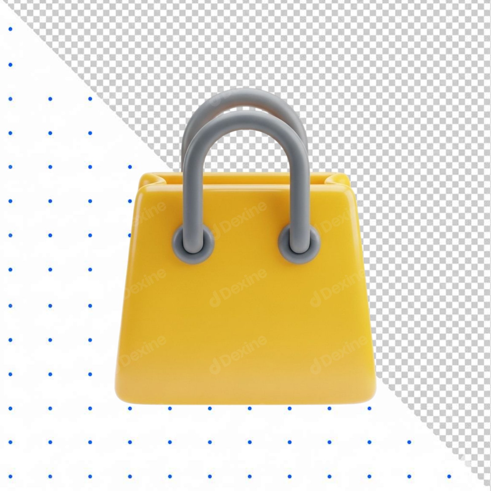 Yellow 3D Shopping Bag Isolated PNG For E Commerce Design