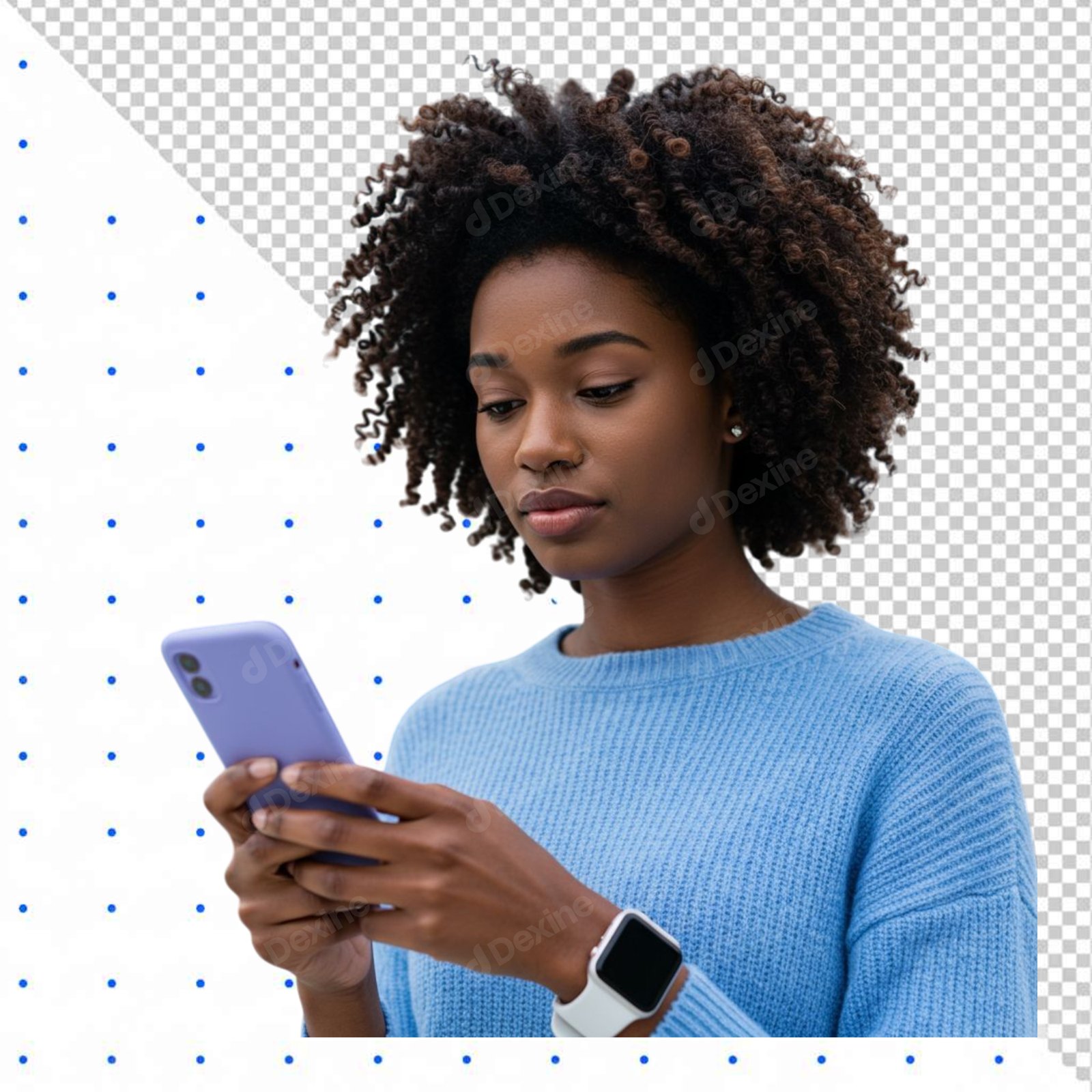Young African American Woman Using Smartphone Transparent PNG 399239