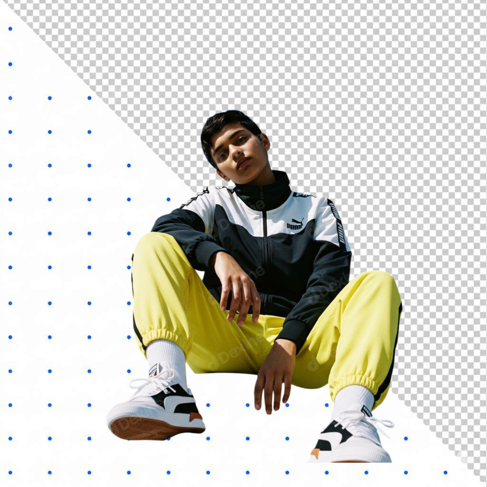 Young Man In Sporty Tracksuit Isolated Cutout With Transparent Background