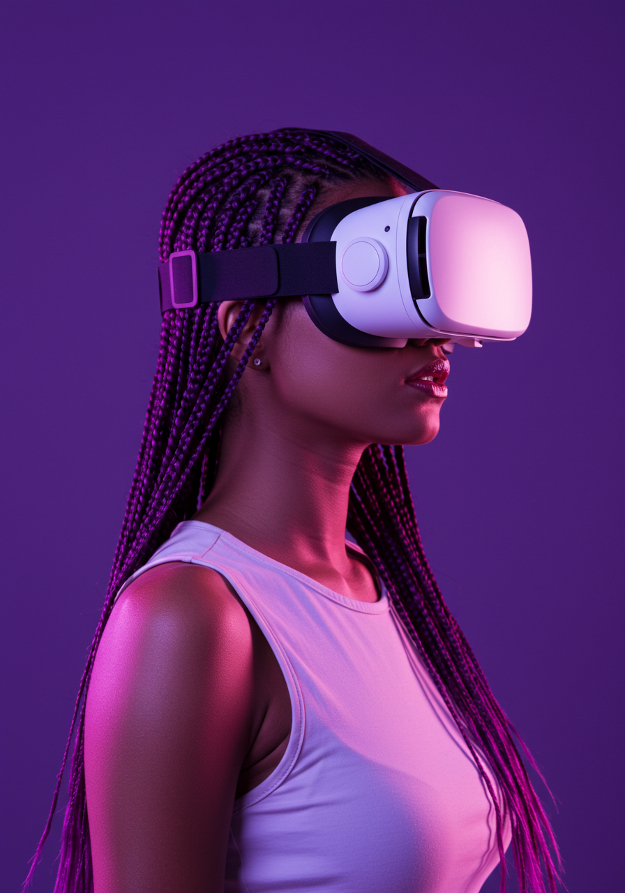 Young Woman Experiencing Virtual Reality With Modern VR Headset
