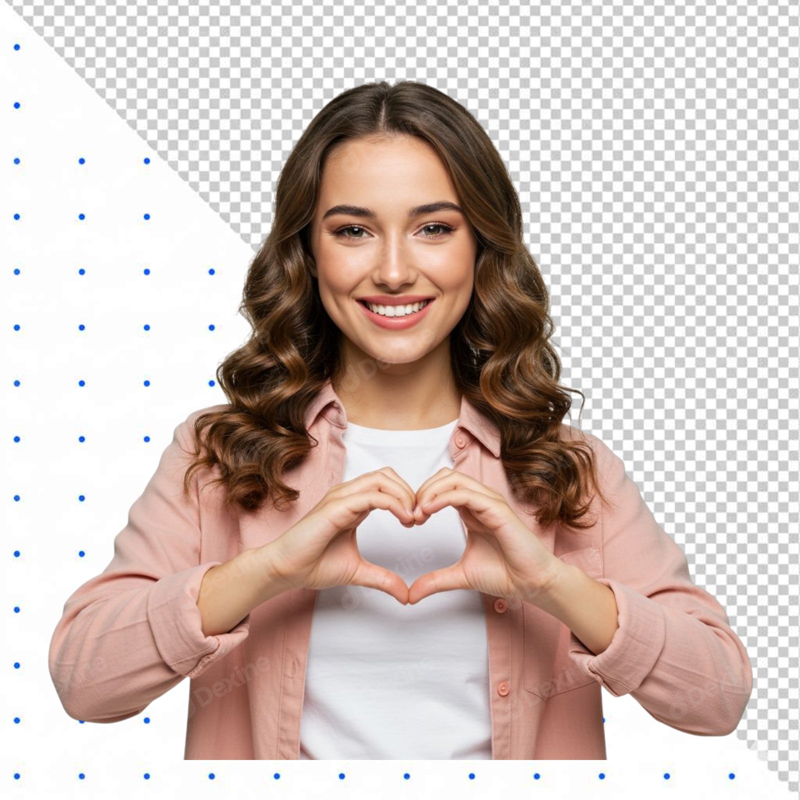 Young Woman Smiling Making Heart With Hands Isolated Transparent PNG