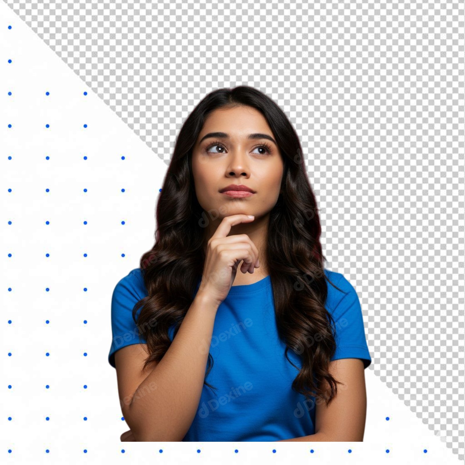 Young Woman Thinking Looking Up Pondering With Transparent Background PNG