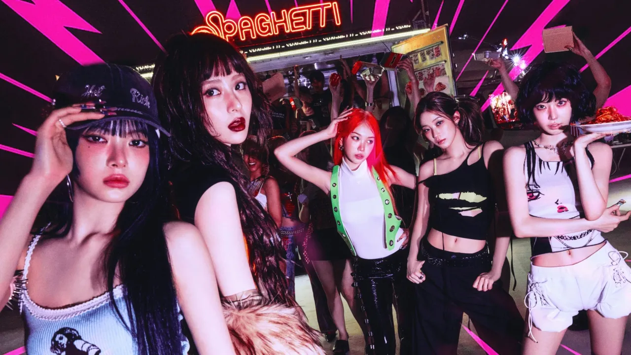 Le Sserafim Spaghetti, 5K, Girl group, Sakura Miyawaki, Kim Chaewon, Huh Yunjin, Hong Eunchae, Kazuha, K-Pop singers, K-pop group