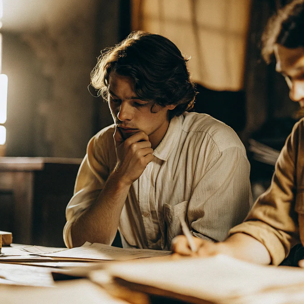 a student is solving a problem he is holding his...