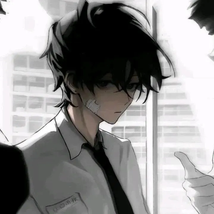 a man with black hair wearing a white shirt and tie in front of a window