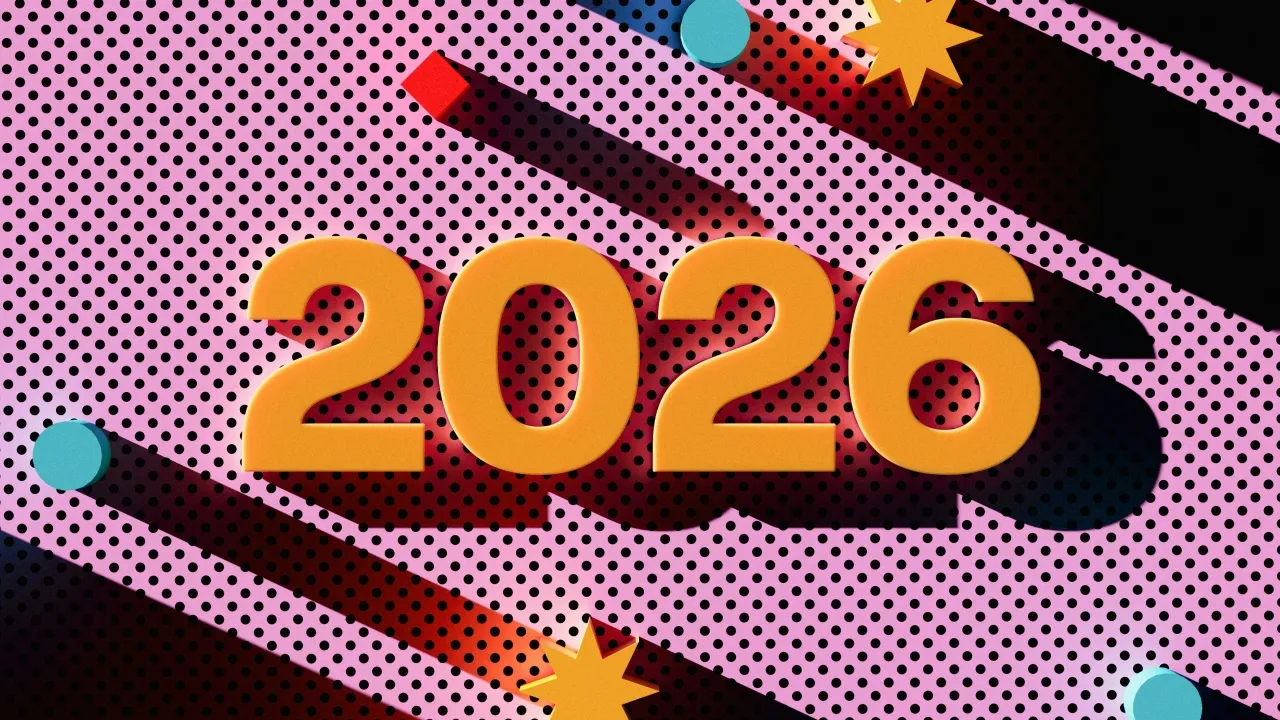 2026 New Year, Pop Art, Abstract background, Geometric, Colorful, Pink background