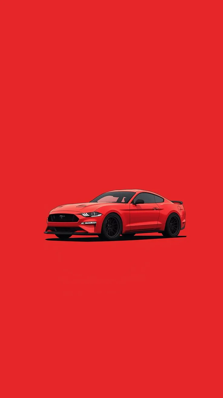 a red car on a red background with no image to describe, this is an advertisement for the new ford mustang