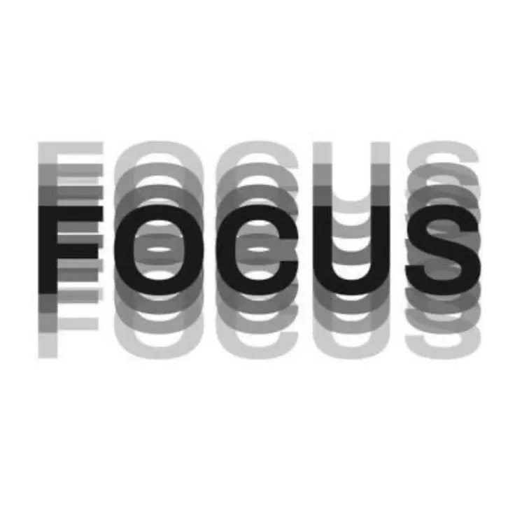the word focus is shown in black and white
