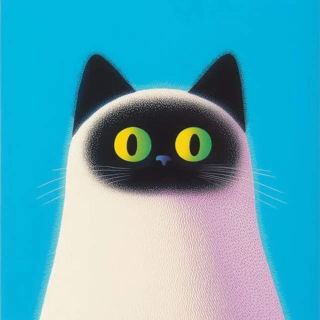 a black and white cat with yellow eyes