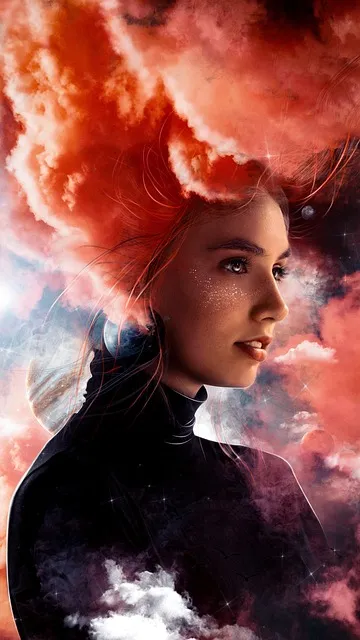 Free Young Woman Clouds photo and picture