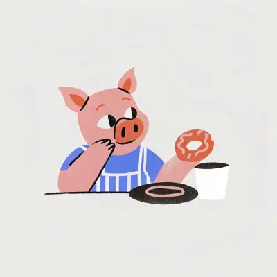 pig eats donut