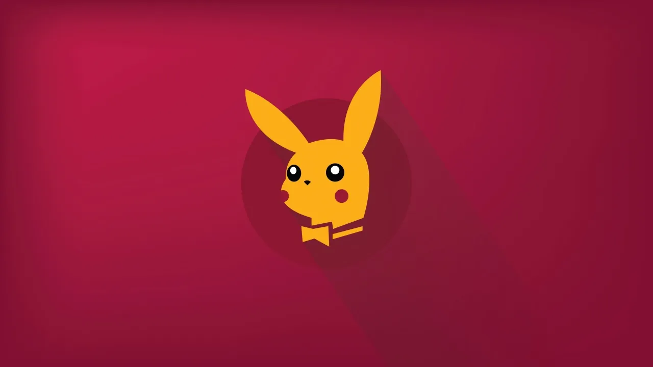 Playboy Pikachu, Minimalist, 5K, Red background
