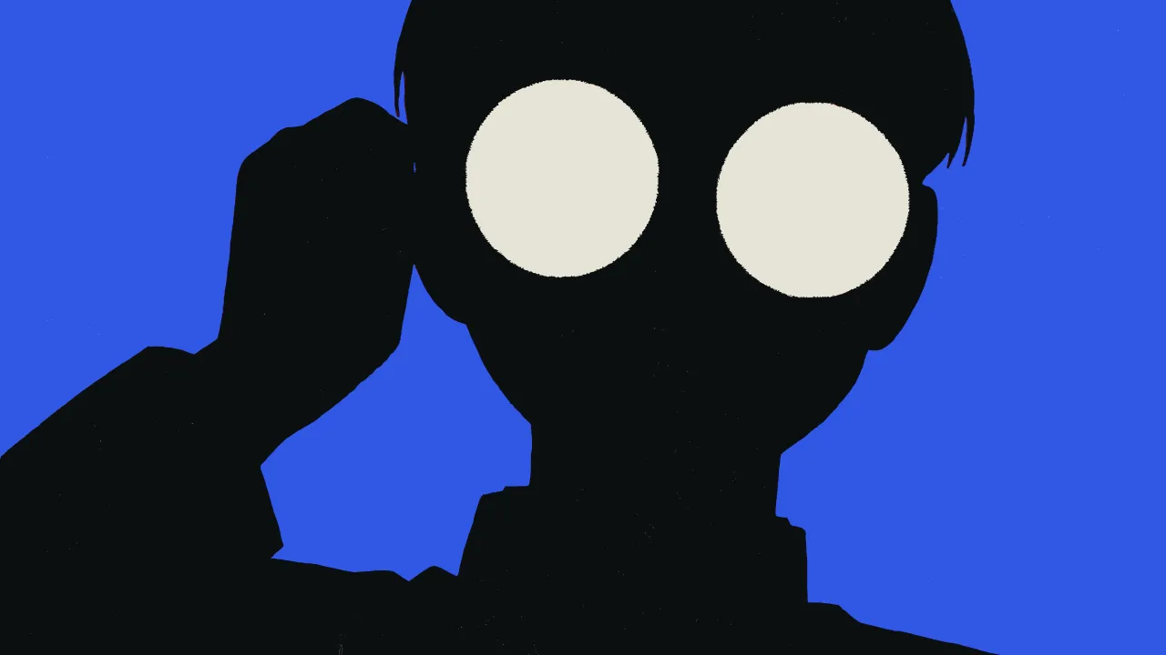 Ken Takakura, Silhouette, Blue background, Dandadan, 5K, Okarun (Dandadan)