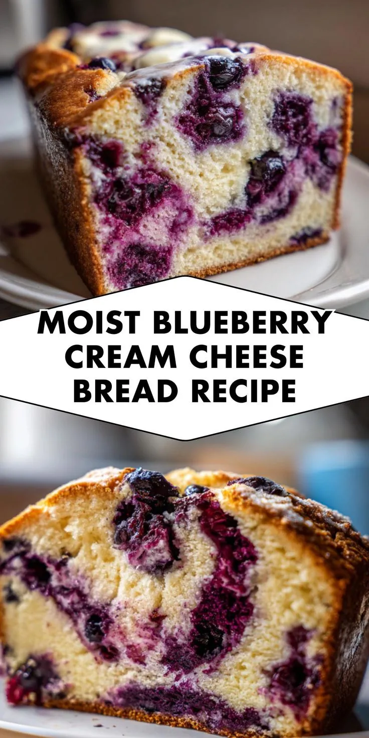 Ultra Moist Blueberry Cream Cheese Bread with Cream Cheese Swirl